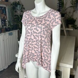 JANE and DELANCEY size small motorbike, short sleeve, BoHo, pink, gray shirt NWT